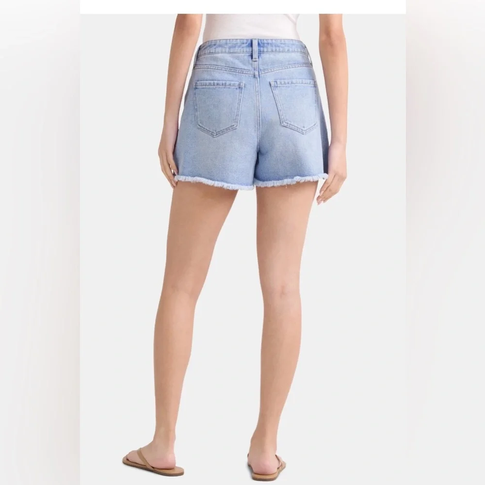 Women's Destructed Hem High Rise Denim Shorts, 4" Inseam - Picture 3 of 4